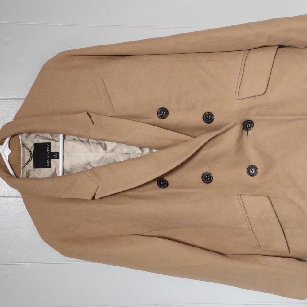 NWOT banana republic wool camel double breasted long jacket